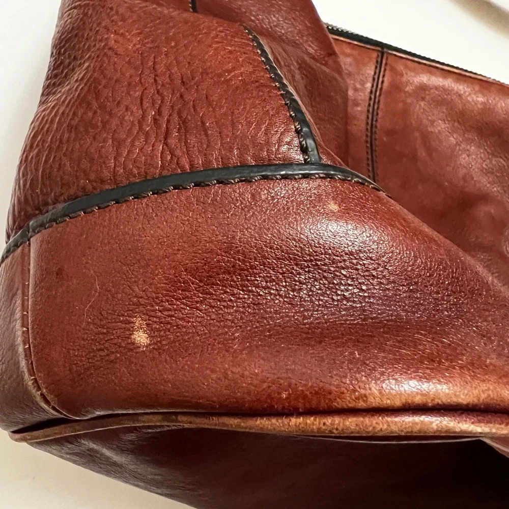 Vintage Fossil Brown Leather Shoulder Bag Adjustable Maddox Boho Tote Carryall